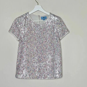 CeCe Allover Sequin Short Sleeve Top